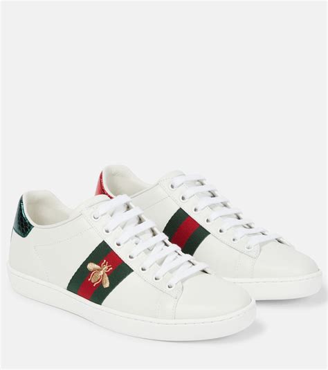 gucci ace watersnake trimmed leather sneakers|gucci ace water snake embroidered.